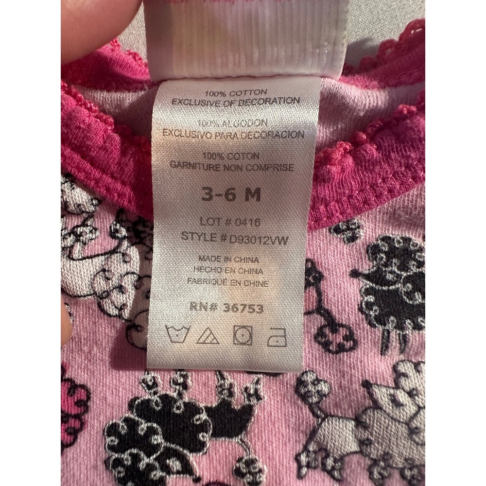 Duck Duck Goose Pink Poodle Long Sleeve Bodysuit & Black Leggings Set 3 6M - Picture 7 of 8